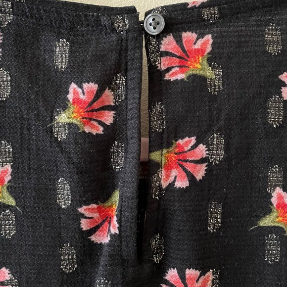 LOFT Black Floral Long Sleeve Blouse - Size L - Picture 6 of 8
